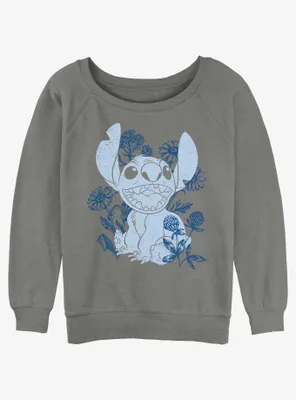 Disney Lilo & Stitch Floral Sketch Womens Slouchy Sweatshirt
