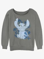 Disney Lilo & Stitch Floral Sketch Womens Slouchy Sweatshirt