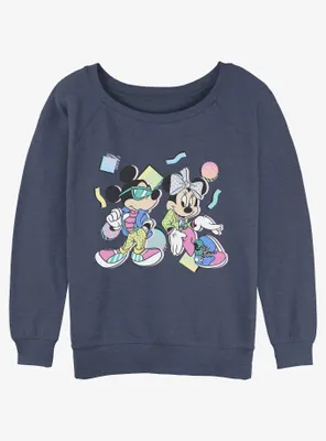Disney Mickey Mouse 80's Couple Womens Slouchy Sweatshirt