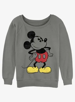 Disney Mickey Mouse Classic Vintage Womens Slouchy Sweatshirt