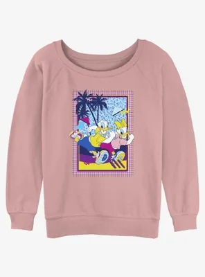 Disney Mickey Mouse Donald And Daisy Duck Run Womens Slouchy Sweatshirt
