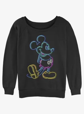Disney Mickey Mouse Neon Womens Slouchy Sweatshirt