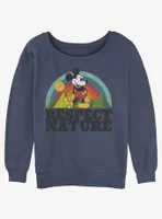 Disney Mickey Mouse Respect Nature Womens Slouchy Sweatshirt