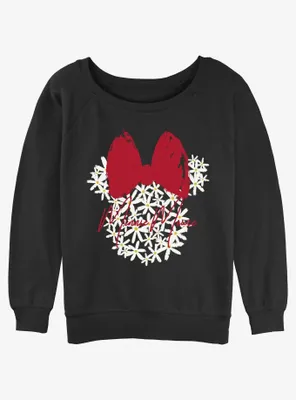Disney Minnie Mouse Floral Womens Slouchy Sweatshirt
