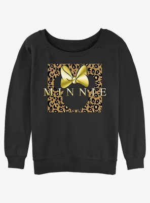 Disney Minnie Mouse Leopard Womens Slouchy Sweatshirt