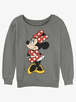 Disney Minnie Mouse Polka Dot Womens Slouchy Sweatshirt