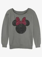 Disney Minnie Mouse Red Leopard Bow Womens Slouchy Sweatshirt