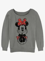 Disney Minnie Mouse Sitting Sketch Womens Slouchy Sweatshirt
