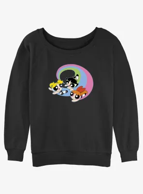 Cartoon Network The Powerpuff Girls Flying Around Womens Slouchy Sweatshirt