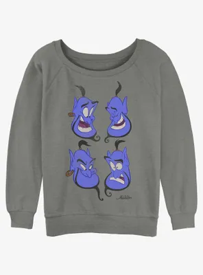 Disney Aladdin Genie Faces Womens Slouchy Sweatshirt