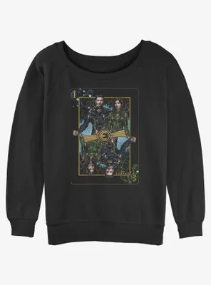 Marvel Eternals Sersi and Ikaris Card Womens Slouchy Sweatshirt