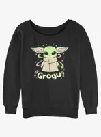 Star Wars The Mandalorian Cute Sparkly Grogu Womens Slouchy Sweatshirt