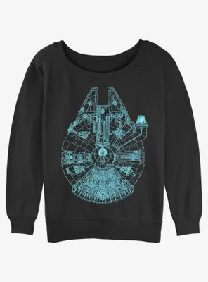 Star Wars Falcon Schematic Womens Slouchy Sweatshirt