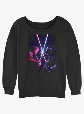 Star Wars Kenobi and Vader Saber Fight Womens Slouchy Sweatshirt