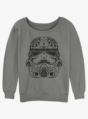 Star Wars Sugar Skull Trooper Helmet Womens Slouchy Sweatshirt