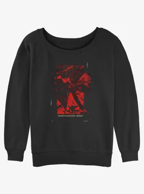 Stranger Things Distort Demobat Poster Womens Slouchy Sweatshirt