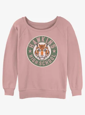 Stranger Things Hawkins High Tiger Emblem Womens Slouchy Sweatshirt