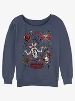 Stranger Things Hellfire Club Doodles Womens Slouchy Sweatshirt