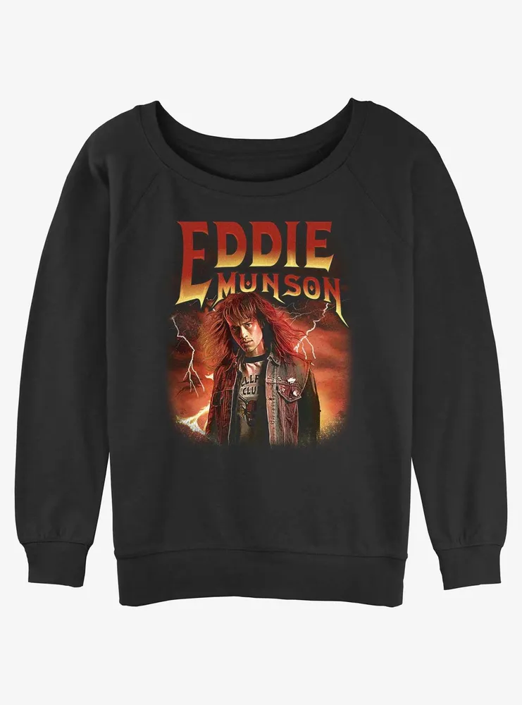 Stranger Things Metal Eddie Munson Womens Slouchy Sweatshirt