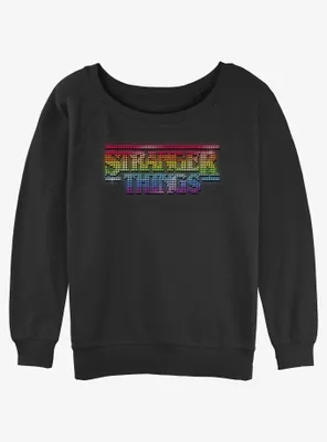 Stranger Things Rainbow Logo Womens Slouchy Sweatshirt