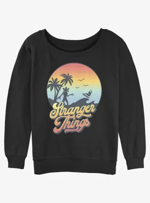 Stranger Things Retro Sun Womens Slouchy Sweatshirt