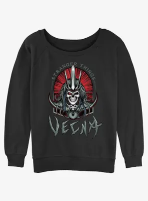 Stranger Things Vecna Tombstone Badge Womens Slouchy Sweatshirt