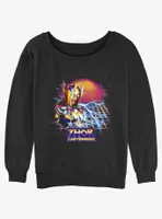 Marvel Thor: Love and Thunder Synthwave Sunset Womens Slouchy Sweatshirt