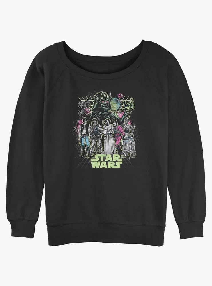 Star Wars Poster Neon Grid Womens Slouchy Sweatshirt