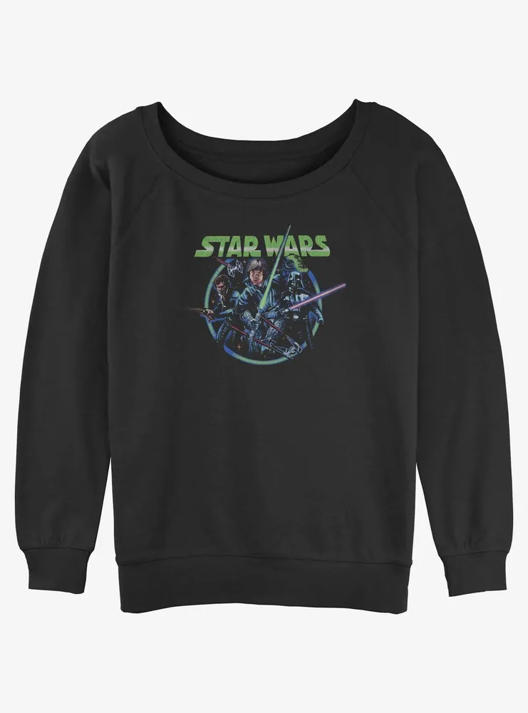 Star Wars Retro Group Womens Slouchy Sweatshirt