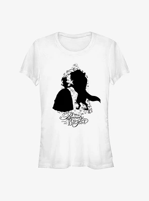 Disney Beauty Beast Rose Sillhouette Girls T-Shirt