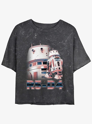 Star Wars The Mandalorian Droid R5-D4 Mineral Wash Girls Crop T-Shirt