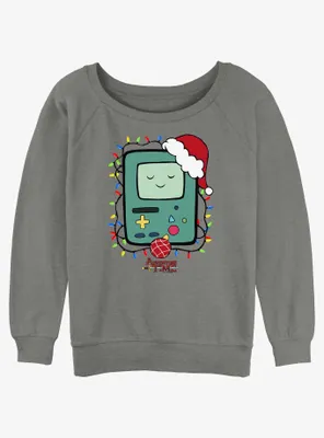 Adventure Time Christmas Light Up BMO Womens Slouchy Sweatshirt