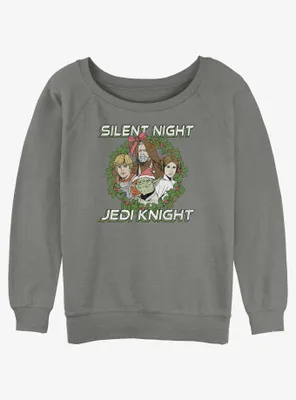 Star Wars Silent Night Jedi Knight Christmas Wreath Womens Slouchy Sweatshirt