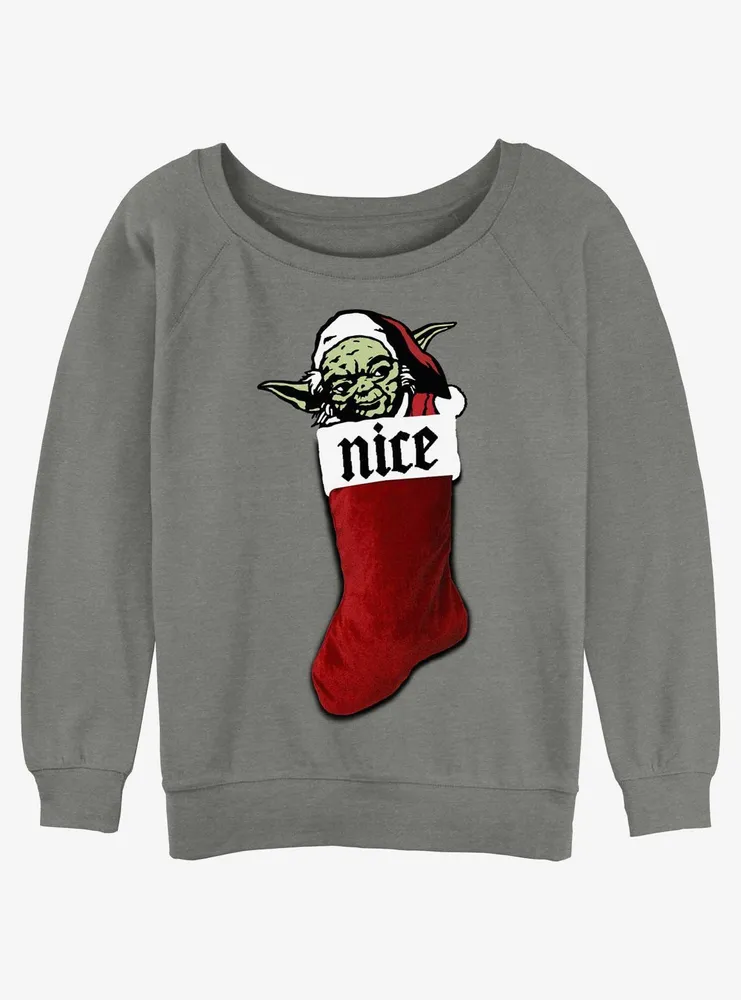 Star Wars Yoda Stocking Womens Slouchy Sweatshirt