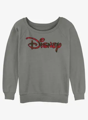 Disney Holiday Logo Womens Slouchy Sweatshirt