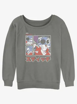 Disney Lilo & Stitch Pew Panels Womens Slouchy Sweatshirt