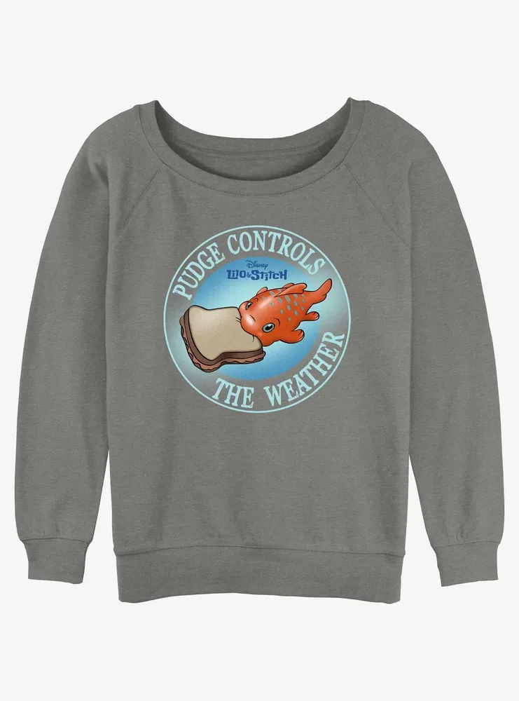 Disney Lilo & Stitch Pudge Weather Womens Slouchy Sweatshirt
