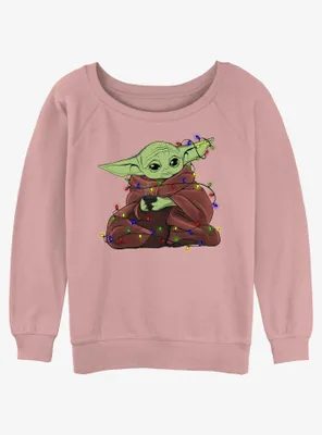 Star Wars The Mandalorian Grogu Lights Womens Slouchy Sweatshirt