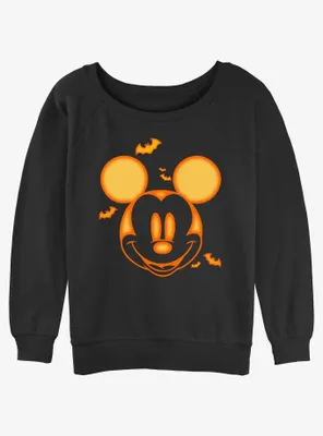 Disney Mickey Mouse Halloween Head Womens Slouchy Sweatshirt