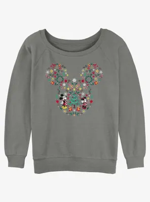 Disney Mickey Mouse Holiday Icon Ear Fill Womens Slouchy Sweatshirt