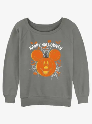 Disney Mickey Mouse Jack O' Lantern Womens Slouchy Sweatshirt