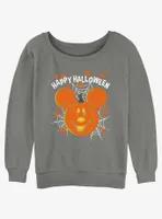 Disney Mickey Mouse Jack O' Lantern Womens Slouchy Sweatshirt
