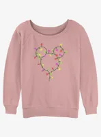 Disney Mickey Mouse Christmas Light Ears Womens Slouchy Sweatshirt