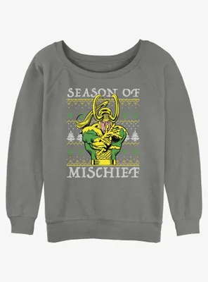 Marvel Loki Mischief Season Ugly Christmas Womens Slouchy Sweatshirt