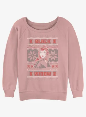 Marvel Black Widow Ugly Christmas Womens Slouchy Sweatshirt