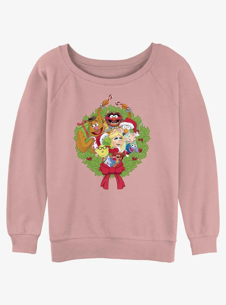 Disney The Muppets Christmas Wreath Womens Slouchy Sweatshirt
