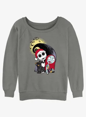 Disney The Nightmare Before Christmas Santa Jack and Sally Womens Slouchy Sweatshirt