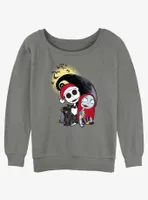 Disney The Nightmare Before Christmas Santa Jack and Sally Womens Slouchy Sweatshirt