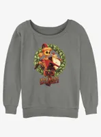 Disney The Nightmare Before Christmas Santa Jack Peace On Earth Wreath Womens Slouchy Sweatshirt