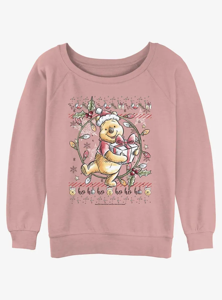 Disney Winnie The Pooh Christmas Bear Womens Slouchy Sweatshirt